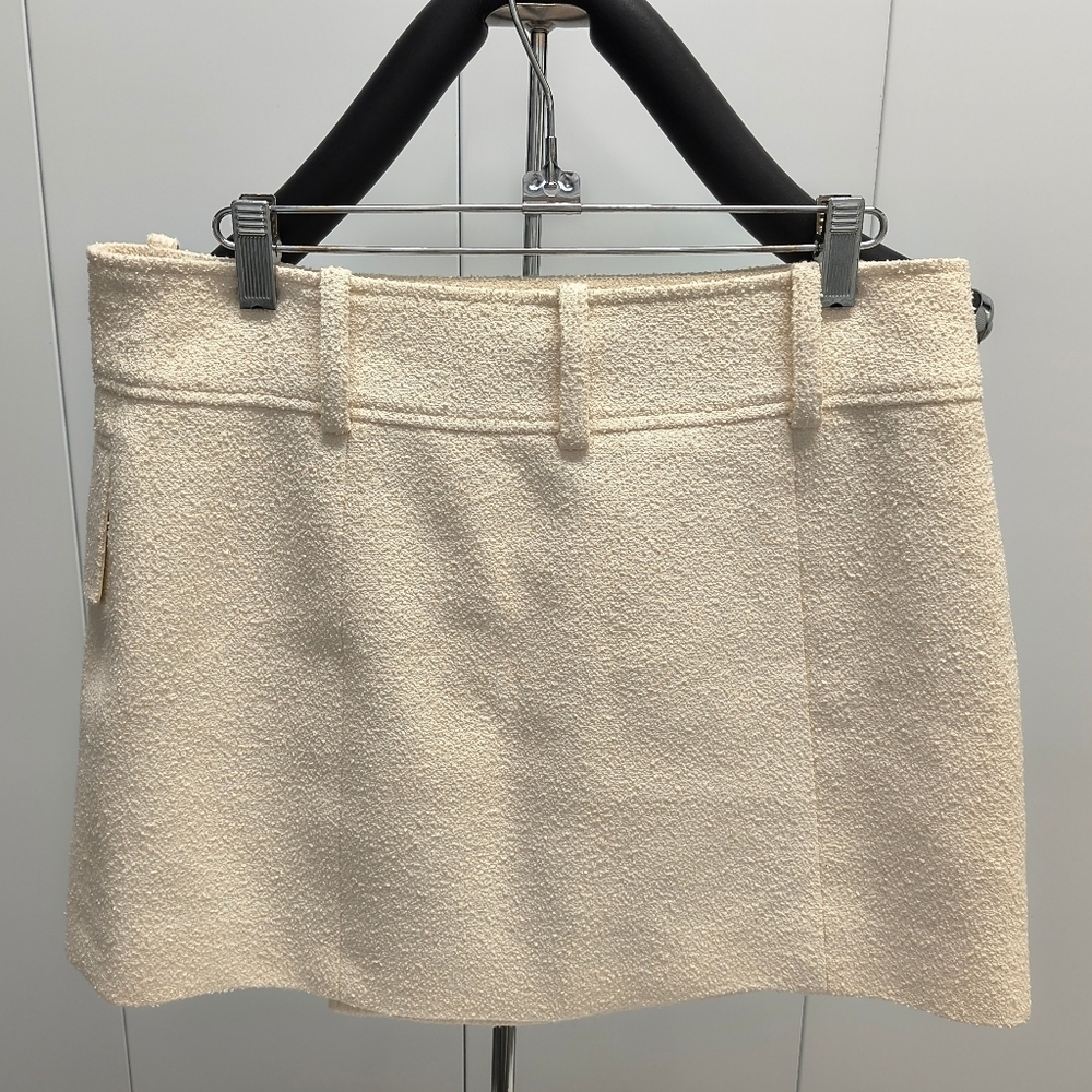 A.L.C. Cream Mini Skirt Textured Wrap Design Medium sz 6 Cora Skirt - Picture 13 of 14
